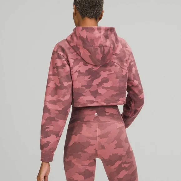 LULULEMON All Yours Cropped Hoodie Sweatshirt Camo Brier Rose Pink 6 S/M - Picture 8 of 9